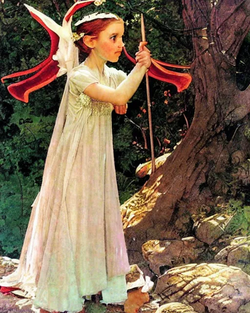 Prompt: a beautiful elf princess by norman rockwell