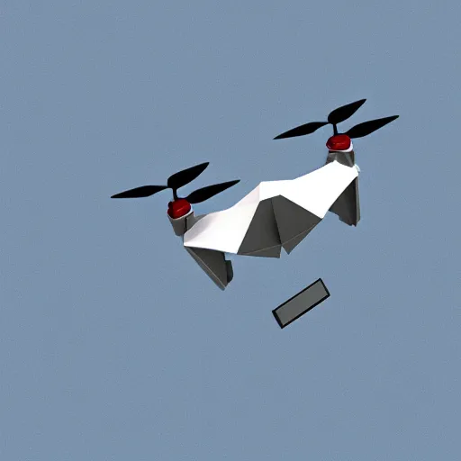 Image similar to new minimalist low poly drone seen flying above a cornfield photograph