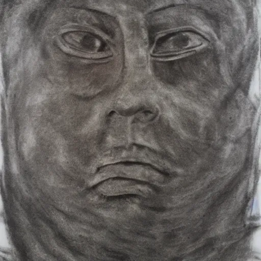 Image similar to give up on everything. you have achieved nothing. existence is meaningless. why continue? kilnfired terracotta smudged unclear charcoal drawing