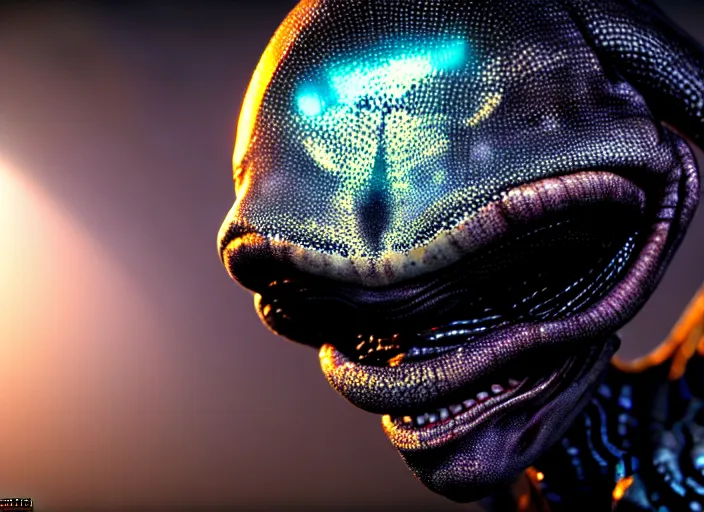 Image similar to hyperrealism, detailed textures, photorealistic 3 d render, an alien in a super star system from 5 million years ago, sharp focus, ultra realistic, ultra high pixel detail, cinematic, intricate, cinematic light, concept art, illustration, art station, unreal engine 8 k