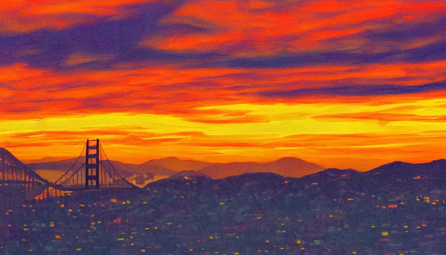 Image similar to sunset over the san francisco bay area by lisa frank