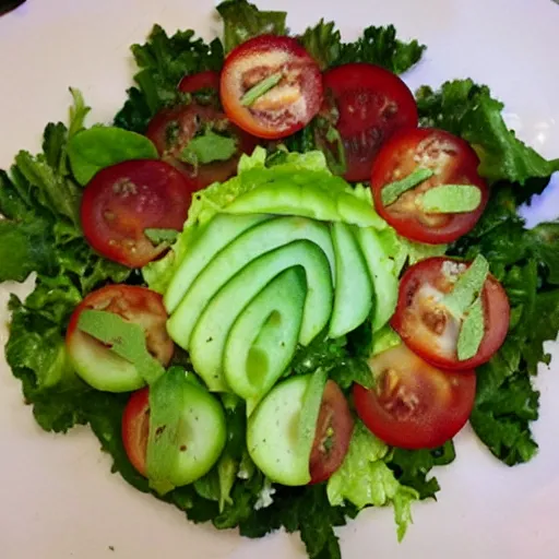 Image similar to salad made to closely resemble the planet jupiter