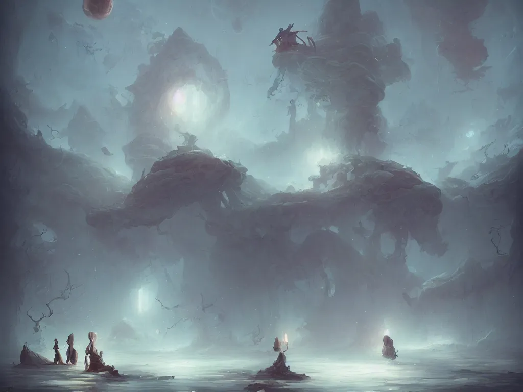 Image similar to realm of ghosts, by peter mohrbacher and mikko lagerstedt