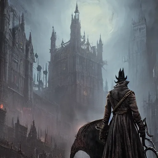 Image similar to Colossal Rat, Bloodborne boss, matte painting, detailed, Bloodborne, oil on canvas