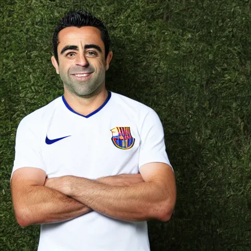 Image similar to high quality photograph of Xavi Hernandez as a professional gardener posing for camera