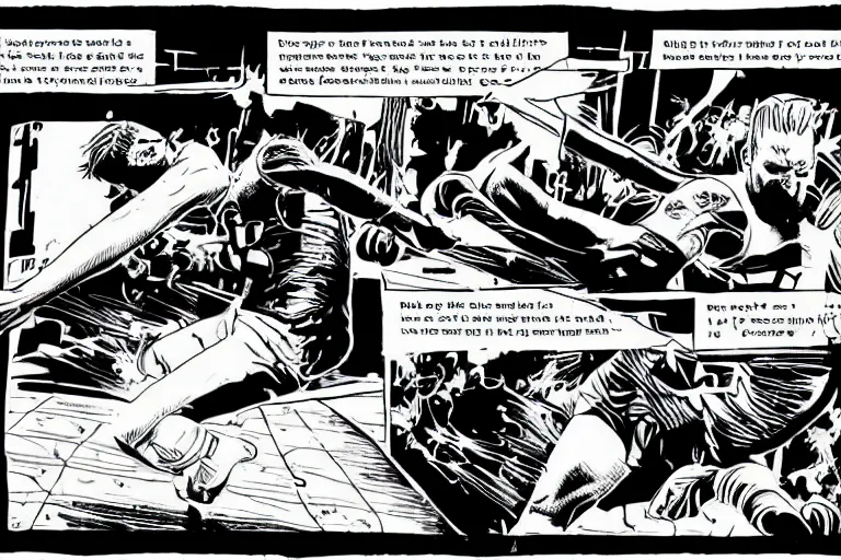 Image similar to jamie vardy scoring a goal, a page from cyberpunk 2 0 2 0, style of paolo parente, style of mike jackson, adam smasher, johnny silverhand, 1 9 9 0 s comic book style, white background, ink drawing, black and white