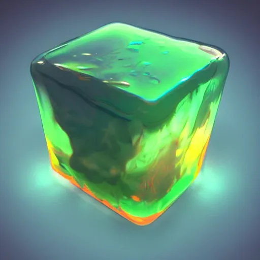 Image similar to jelly cube, sub surface scattering, fantasy art, artstation trending