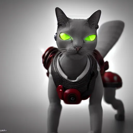 Image similar to cyborg cat from the future, octane render