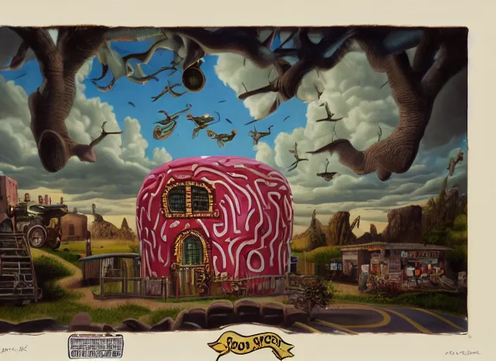 Image similar to the sheriff donut, lowbrow, matte painting, 3 - d highly detailed, in the style of mark ryden,