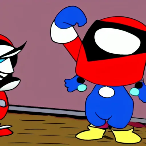 Image similar to Strong Bad making fun of Homestar Runner