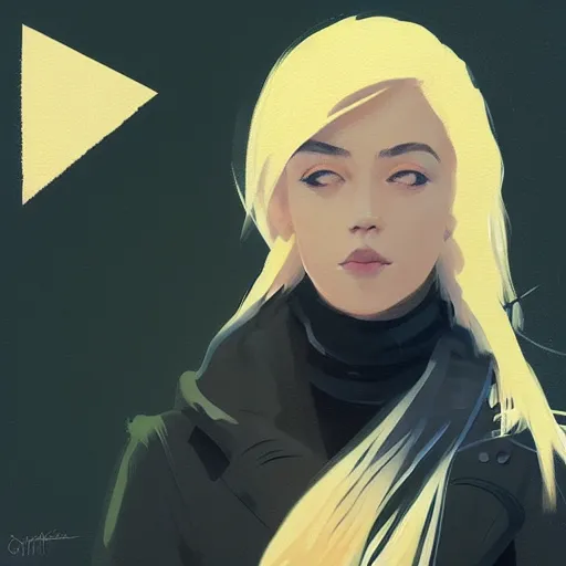 Image similar to Beautiful girl with blond hair profile picture by Greg Rutkowski, asymmetrical, Organic Painting , Matte Painting, geometric shapes, hard edges, street art, trending on the artstation:2 by Sachin Teng:4