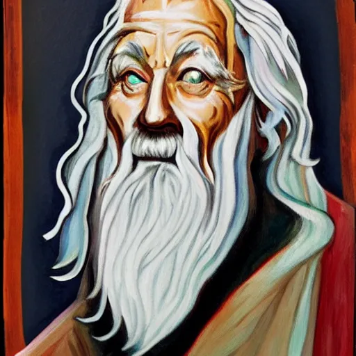 Image similar to gandalf as art deco, painting