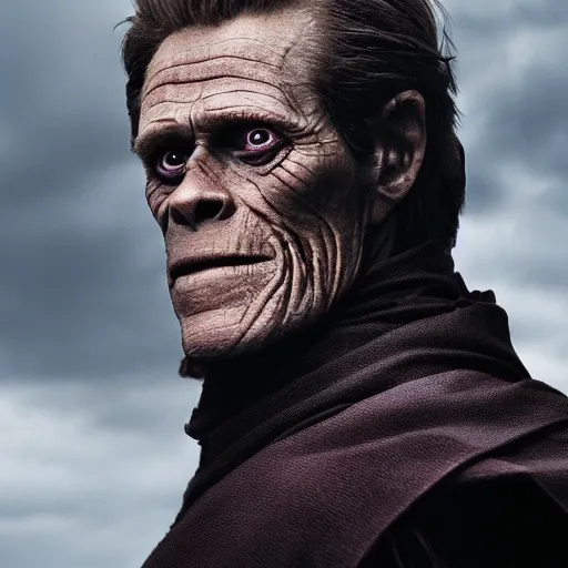Prompt: Willem Dafoe as a Sith Lord, photograph portrait 4k
