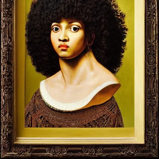 Prompt: portrait afro cleopatra painted by caravaggio