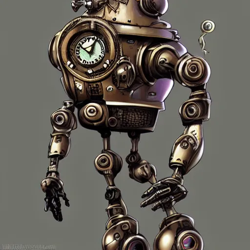 Prompt: Steampunk robot, digital art, detailed, artstation, realistic