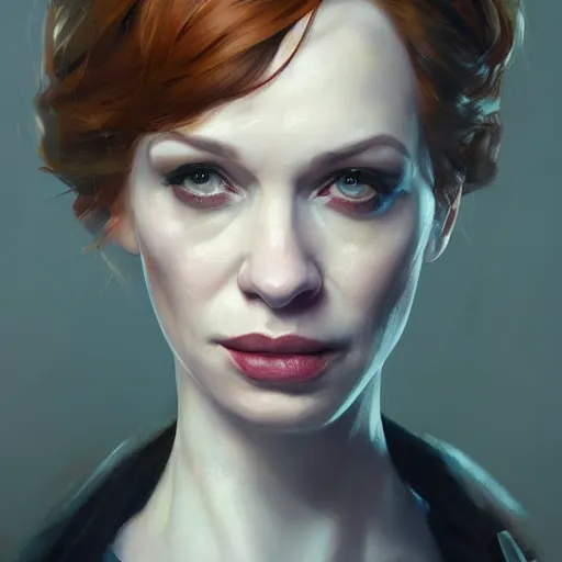 Prompt: portrait of christina hendricks, half life 2, dishonored 2, painted by greg rutkowski, painted by stanley artgerm, painted by igor kieryluk, digital art, promotional art, trending on artstation