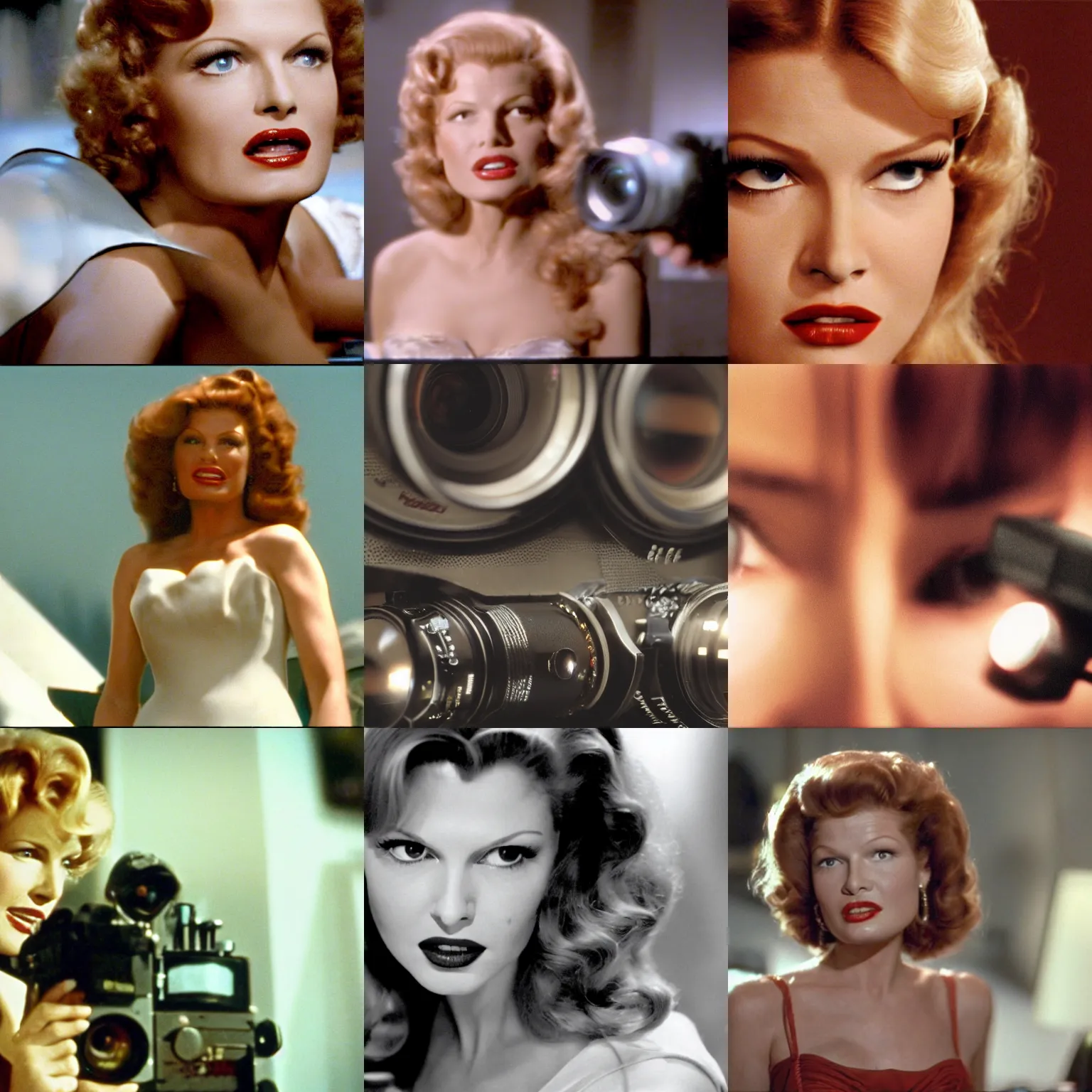 Prompt: scene from a 2 0 0 5 movie with rita hayworth, close - up, 8 5 mm lenses, sharp focus, 8 k