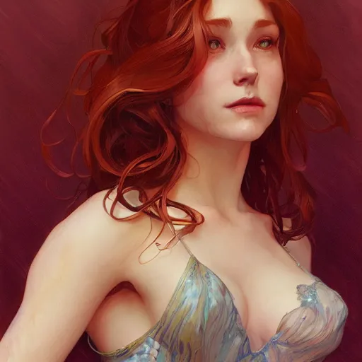 Image similar to A full portrait of Mary Jane Watson, intricate, elegant, highly detailed, digital painting, artstation, concept art, smooth, sharp focus, illustration, art by Krenz Cushart and Artem and bouguerea Demura and alphonse mucha