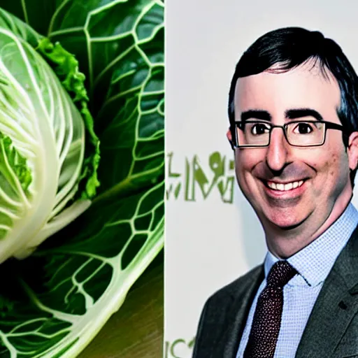 Prompt: john oliver and a cabbage are getting married