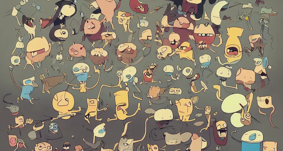 Image similar to cartoon dead mice, in the style of adventure time, the amazing world of gumball, pixar, toki doki, greg rutkowski and makoto shinkai, trending on artstation