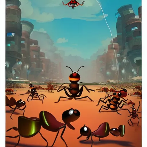 Prompt: The Ant battle, movie poster, artwork by Cory Loftis