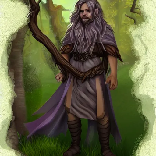 Prompt: male firblog druid with vinas as hair dnd art style