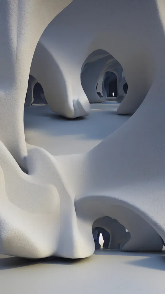 Prompt: the inside of a stone marble sculpture monument by tim blandin and arthur haas and bruce pennington and john schoenherr, architecture by zaha hadid, octane render, warm colour scheme, white, cinematic, scenery, cgsociety, modernism, futuristic, artstation, high detail, high quality, close up angle, people walking