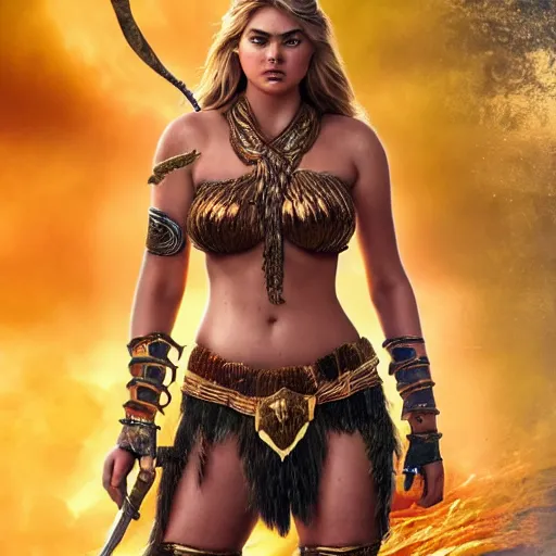 Prompt: full body photo of kate upton as a amazon warrior, highly detailed, 4k, HDR, award winning,