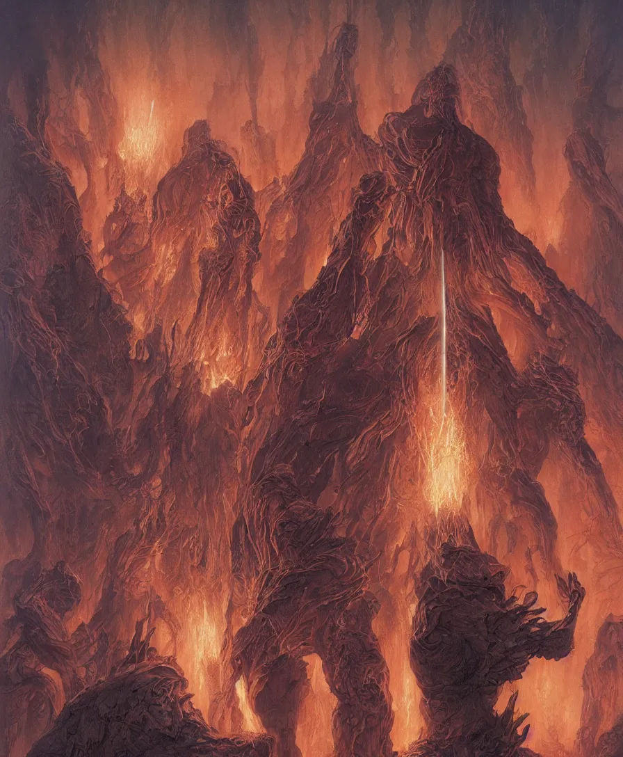 Image similar to the discovery of fire by Wayne Barlowe and Yoan Lossel