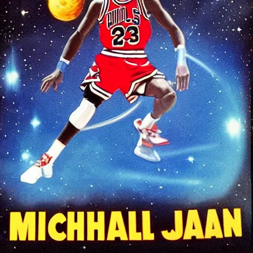 Prompt: Poster of Michael Jordan in space