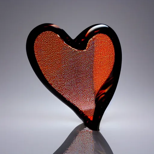 Prompt: Glass Sculpture of a heart, love, uplifting, realistic, transparent, 16k