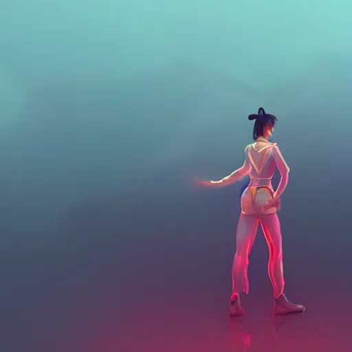 Prompt: long Shot of psychedelic Chun-Li standing in misty chromatic astral temple , stylish, lsd, soft, trending on artstation, cinematic, artwork by WLOP