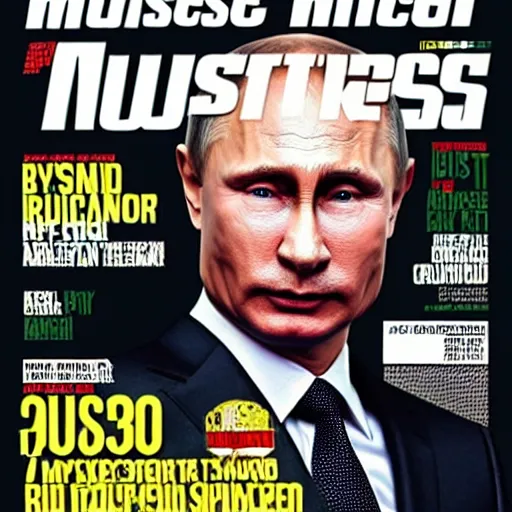 Image similar to vladimir putin on the cover of muscle and fitness, hyper realism, 8 k,
