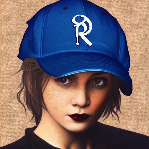 Image similar to a blue baseball cap, artstation, Fashion, Grim fantasy,emotional, EOS R5, f/2.5 , illustration , concept art, award winning photograph, 8k, Alphonse Mucha style, No Background