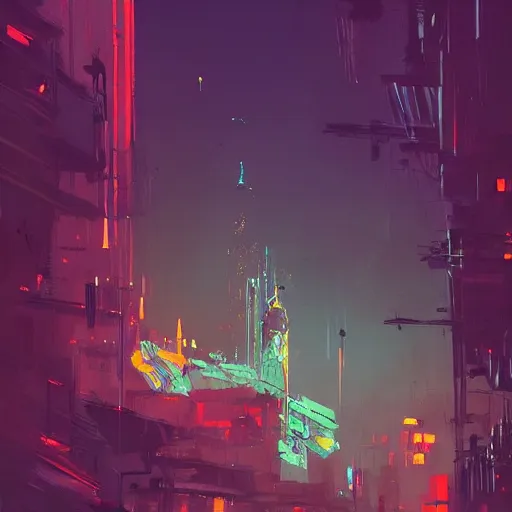 Prompt: ismail inceoglu's concept art, cel shadow, film shooting, trends on artstation, high quality, brush strokes, bright colors, neon flashing cyberpunk city castle under the night sky - w 8 9 6 - c 1 4. 0