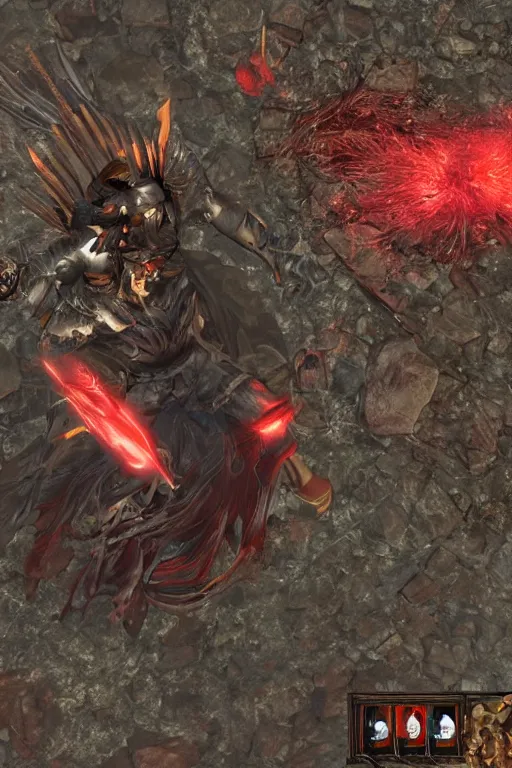 Image similar to Path of Exile, [Sirius], clear [[bronze]] face [mask], luminous red eyes, male image with [bronze] black bloody armor, sitting on the throne, inside the ruined gothic church, black shadows, red lasers, dark red bloody fog, black-grey smoky tornadoes fly around, [[blood]], Anachronism, painting, dark fantasy, steampunk, 4k, perfect quality,