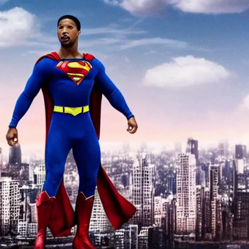 Image similar to Michael B Jordan as Superman 4K quality Super Realistic