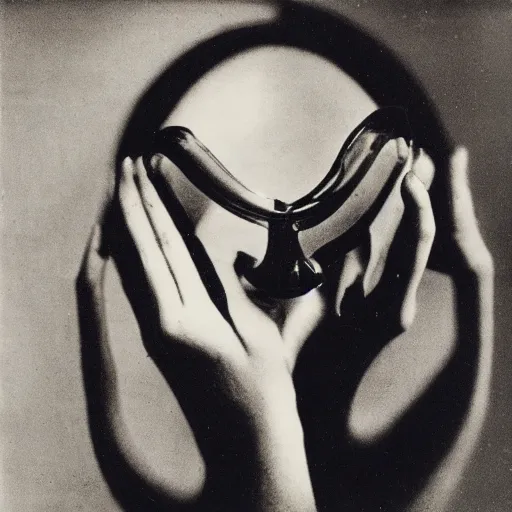 Prompt: “The ‘Naive Oculus’ by Man Ray, auction catalogue photo, private collection, provided by the estate of Andre Breton”