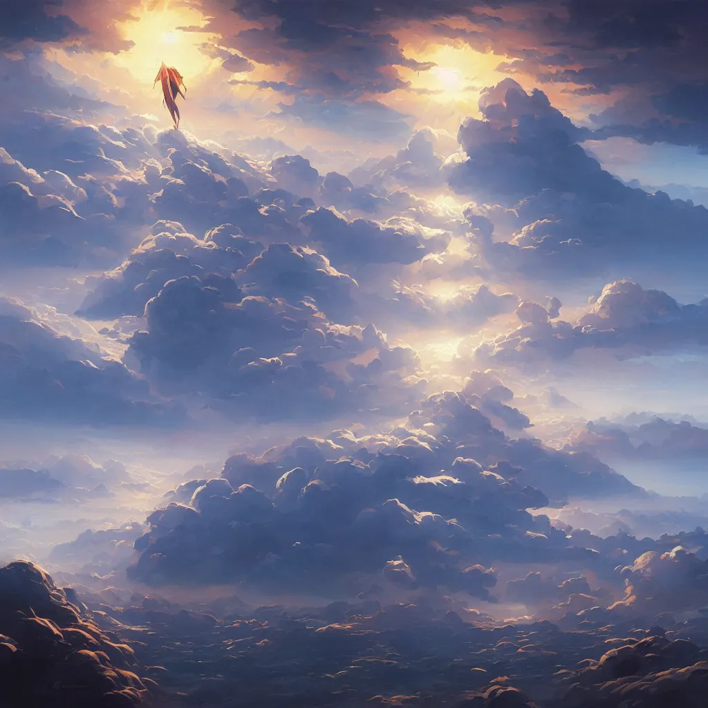 Image similar to a sending down [ of the revelation ] from him who created the earth and the lofty heavens, overdetailed art, by greg rutkowski, by rhads, sharp focus