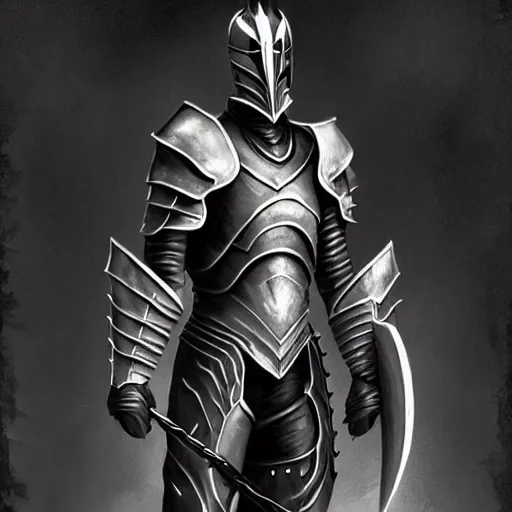 Prompt: a knight wearing full Daedric armor from Skyrim by Artgerm, artstaion, digital art, sharp focus, high contrast, pale colors