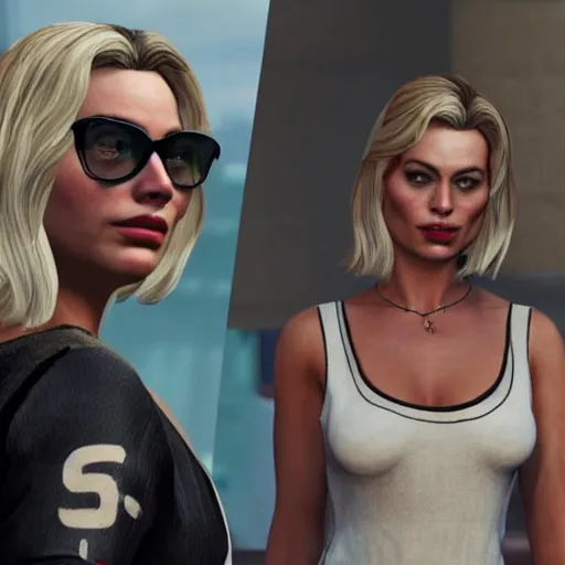 Prompt: margot robbie as a character in gta v, amazing detail