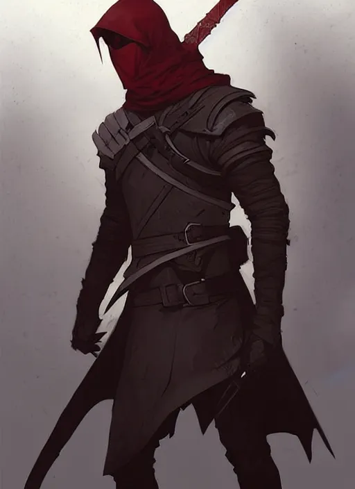 Prompt: concept art of a male rogue, red eyes, covered face, game of thrones character design by laurie greasley and sherree valentine daines concept art, matte, sharp focus, illustration, hearthstone, art by artgerm and greg rutkowski and alphonse mucha