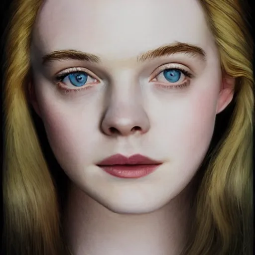 Prompt: Elle Fanning, head and shoulders portrait, extremely detailed masterpiece, one single continues line,