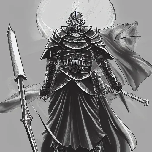 Prompt: manga illustration of a crusader knight, by Kentaro Miura, artstation