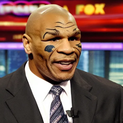 Image similar to mike tyson as a fox news anchor