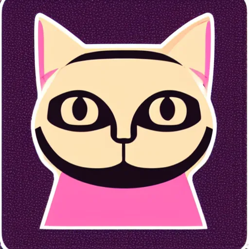 Prompt: sticker of a pink square-bodied cat with thick sharpee eyebrows and a grumpy expression on its face sitting inside a rocket ship