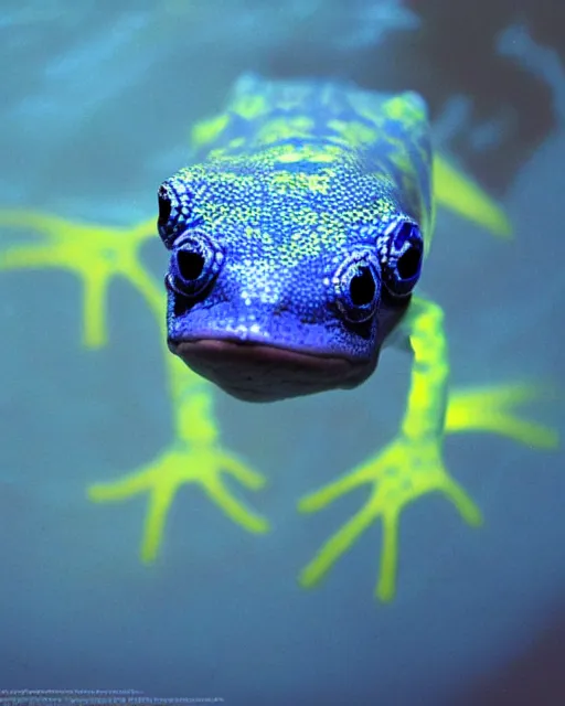 Prompt: blue amphibian fish alien, realistic photography,