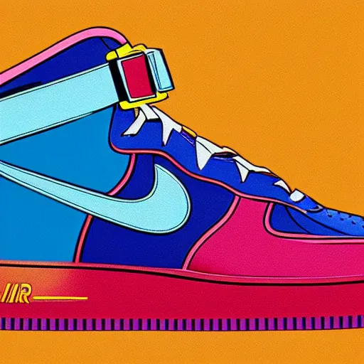 retro futuristic colorful Nike Air Force 1 sneakers by | Stable ...
