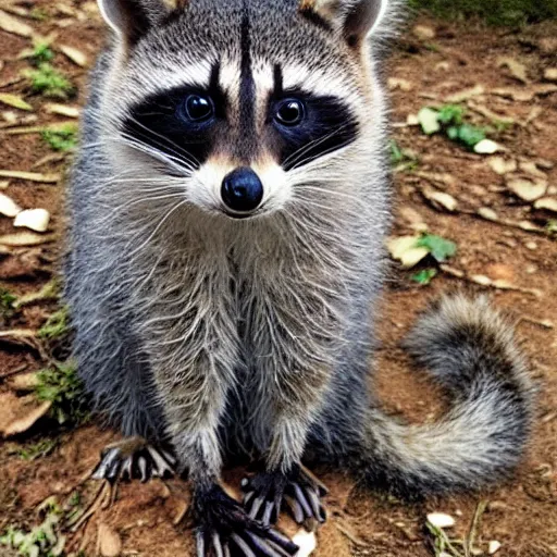 Prompt: racoon that looks like a cat