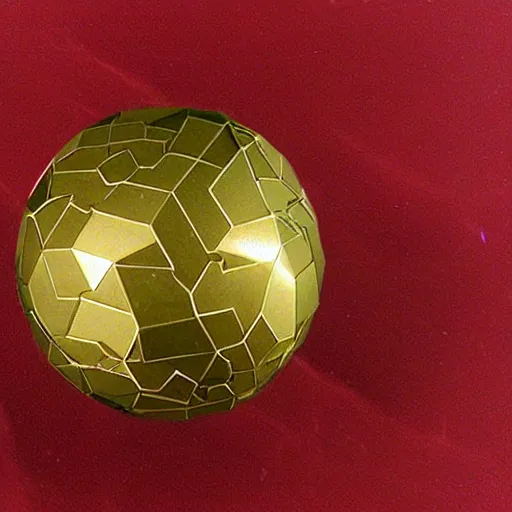 Prompt: pyrite spheres on a red cube